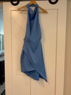 Elliatt Dusty Blue Faux-Wrap Midi Dress